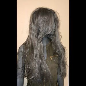 Long silvery brown full wig